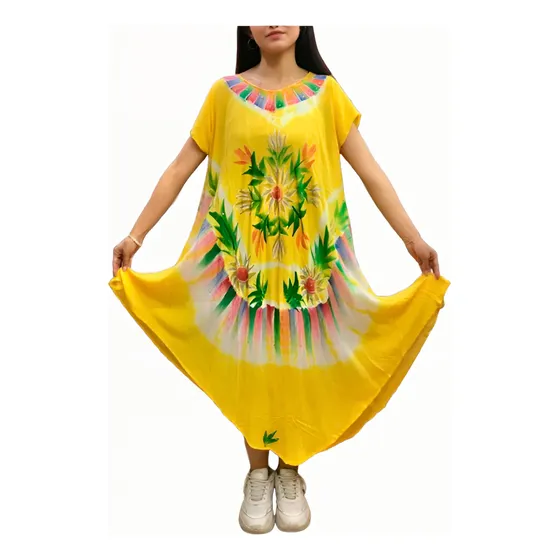 Vestido Dama Playero Diseño Hindu Algodón Silueta Suelta