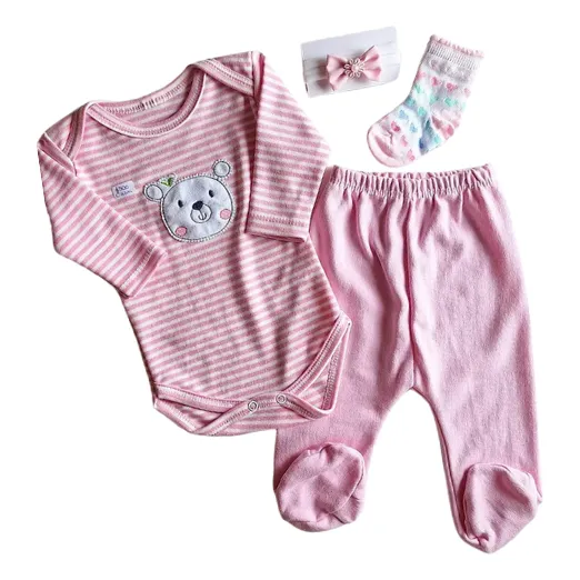 Ajuar Conjunto Algodon Bebe Recien Nacida Rosa Recien Nacida