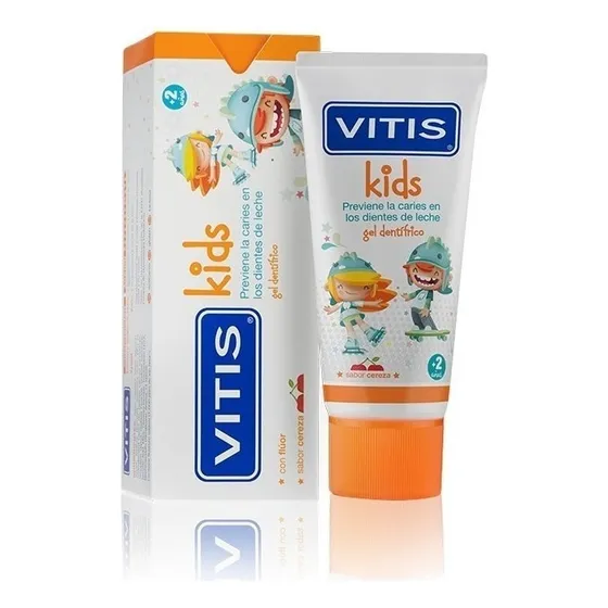 Crema Dental Vitis Kids Gel De 50 Ml Sabor Cereza Para Niños