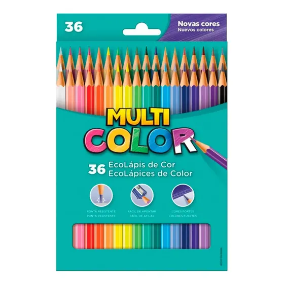 Lápis De Cor 36 Cores Multicolor Material Escolar