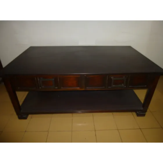 Mesa De Centro Sala Negra Madera Usada