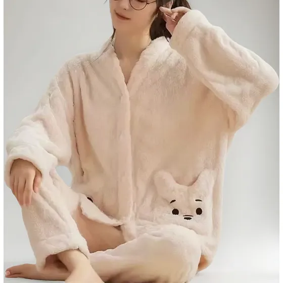 Pijama Mujer Polar Soft Abotonado Bordado Bianca 10653