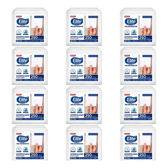 Kit C/12 Papel Higiênico Interf. Folha Dupla Elite Excellenc
