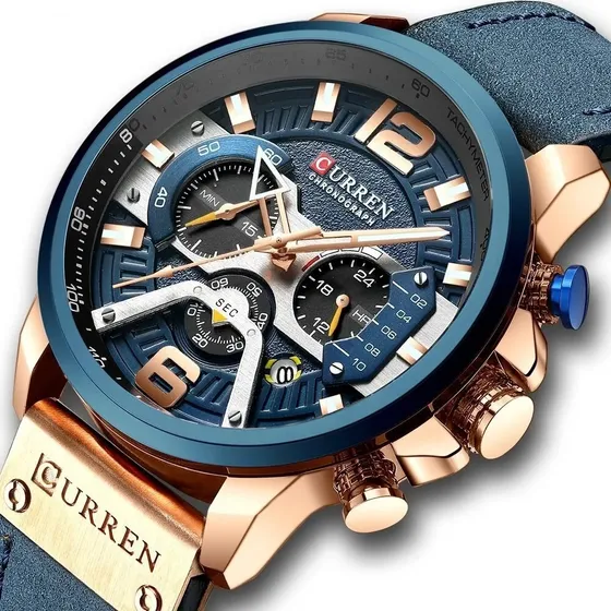 Reloj Curren Hombre Pulsera De Cuero Con Cronógrafo 8329