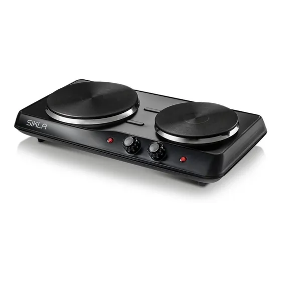 Anafe Electrico Sikla De Sobremesada Negro - 2 Hornallas Color Plateado