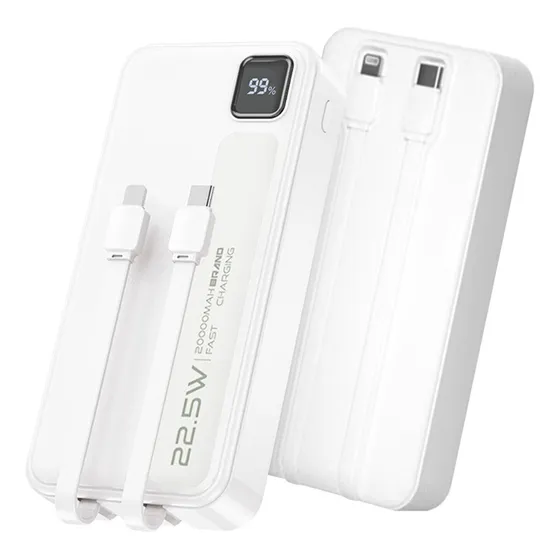 Power Bank 30000mah SAIVIEK Q62 Con 2 Cables Incorporados Tipo C Y Apple Cable, Batería Externa 22.5w Carga Super Rápida Compatible Para Android,iPhone,cargador Portátil Pila Con Pantalla Digital
