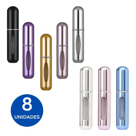 Mini Spray Frasco Recarregável Porta Perfume 5ml 8 Unidades Multicolor