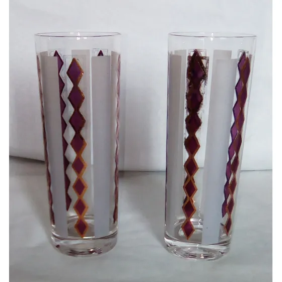 Juego De 2 Vasos 17 Cm Altos Decorados Vintag Bicelado 