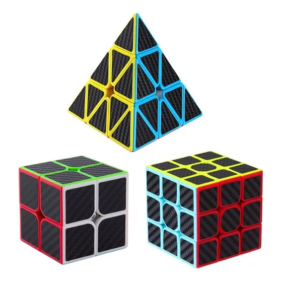 Cubo Rubik Set 3 Cubos Diferentes; Pirámide, 3x3 Y 2x2 Estructura Negro