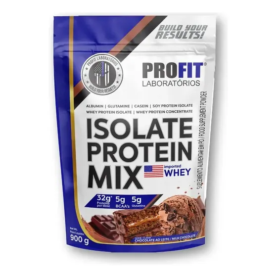 Whey Protein Isolate Protein Mix Refil 900g Profit Sabor Chocolate ao Leite