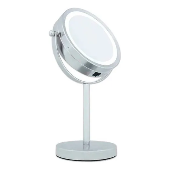 Espelho Giratório Iluminado Dupla Face Banheiro Maquiagem 