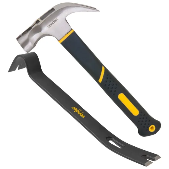 Martelo Unha Cabeça 29mm Magnético Kit C/ Pé De  Cabra Chato