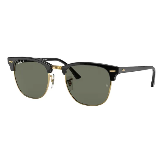 Anteojos de sol polarizados Ray-Ban Clubmaster Classic talle Large armazón polished black y lente green