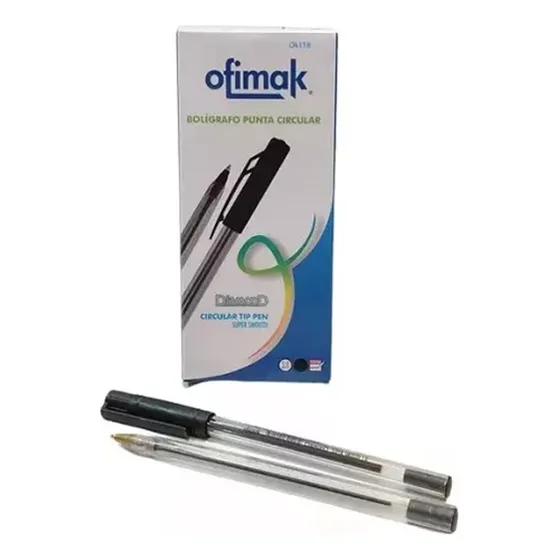 Boligrafos Ofimak Diamond Azul Y Negro 12 Unid