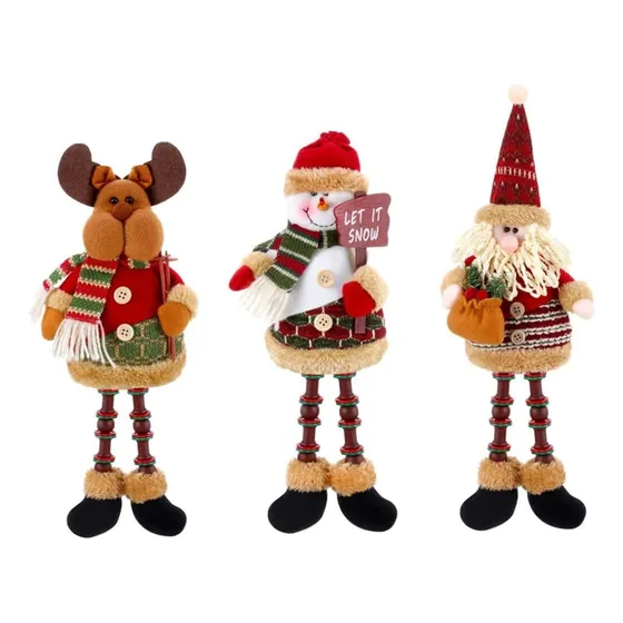 Muñeco Nieve Reno Figuras Navideñas Felpa Para Mesa Chimenea