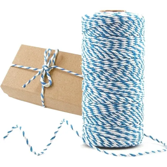 Hilo Algodón Bicolor Baker Twine X 50 Metros Carrete Colores Color Celeste