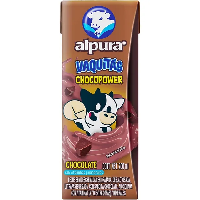 Leche Alpura Vaquitas Sabor Chocolate Chocopower 200 Ml