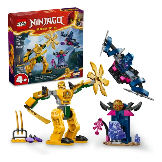 LEGO® NINJAGO® Mech de Batalla de Arin juguete de construcción ninja con figura de acción articulada y 2 minifiguras, para niños y niñas de 4 años en adelante 71804