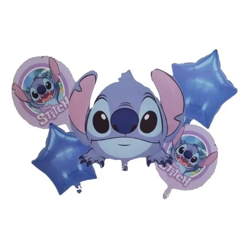 Set De Globo Stitch -  Metalizado Fiesta Cumpleaños Arreglos