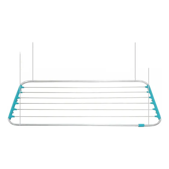 Varal Roupas De Teto Alumínio 1,20x0,60mts Grande Forte Resistente Não Enferruja Cor Prata/Aluminio