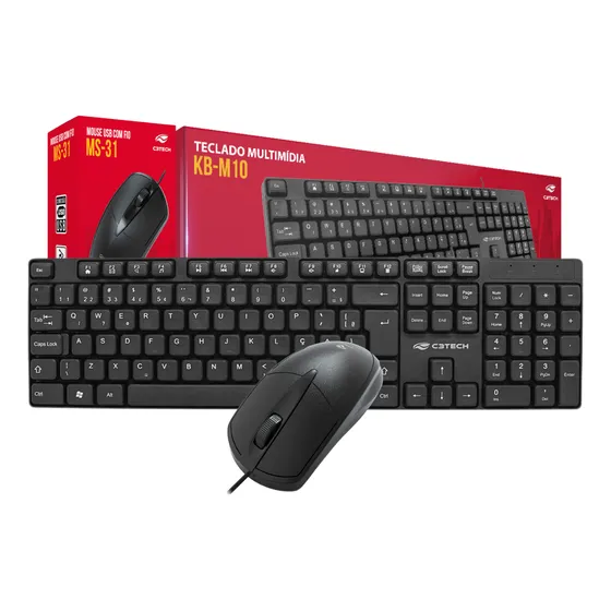 Kit Teclado E Mouse Com Fio Usb Abnt2 Tecla Ç C3tech Barato