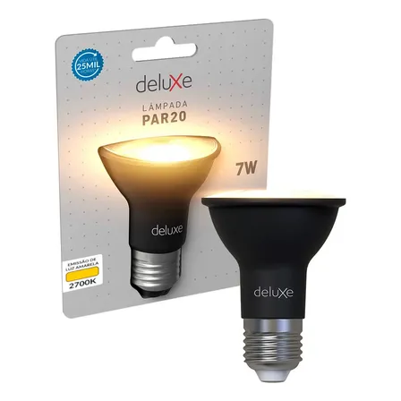 Lampada Led Par20 7w 2700k Luz Branco Quente E27 Ip65 Cor Preto Cod: 350070375 Deluxe By Avant