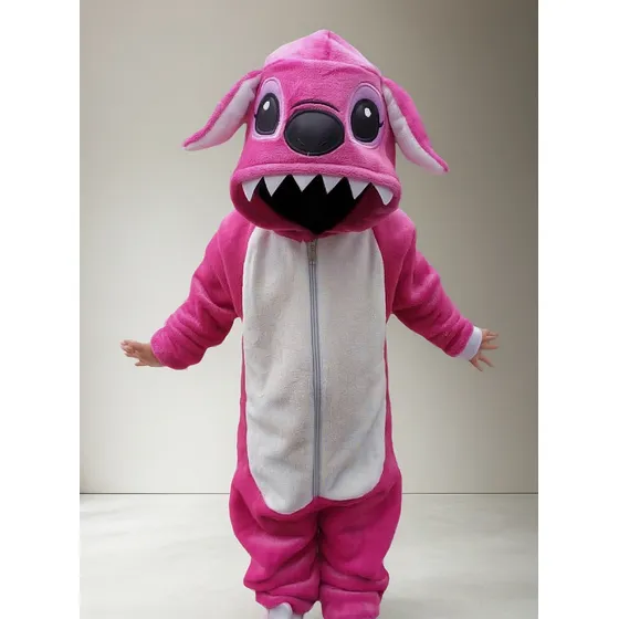 Pijama Térmico Enterizo Tela Peluche Stich Rosado Niñas 
