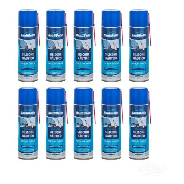  Kit C/ 10 Und. Silicone Náutico Spray 300 Ml Nautibelle 