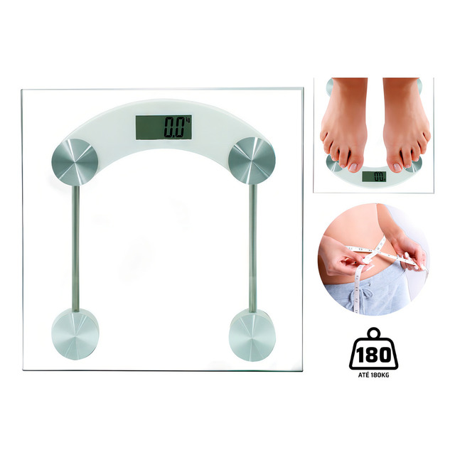 Balança Digital Vidro Temperado Até 180 Kg Quadrada Banheiro Cor Outro Balança Digital Vidro Temperado Até 180 Kg Quadrada Banheiro Cor Outro