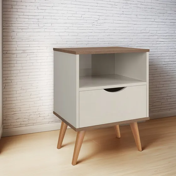 Mesa De Luz Dormitorio Nórdica 1 Cajón  Grecia
