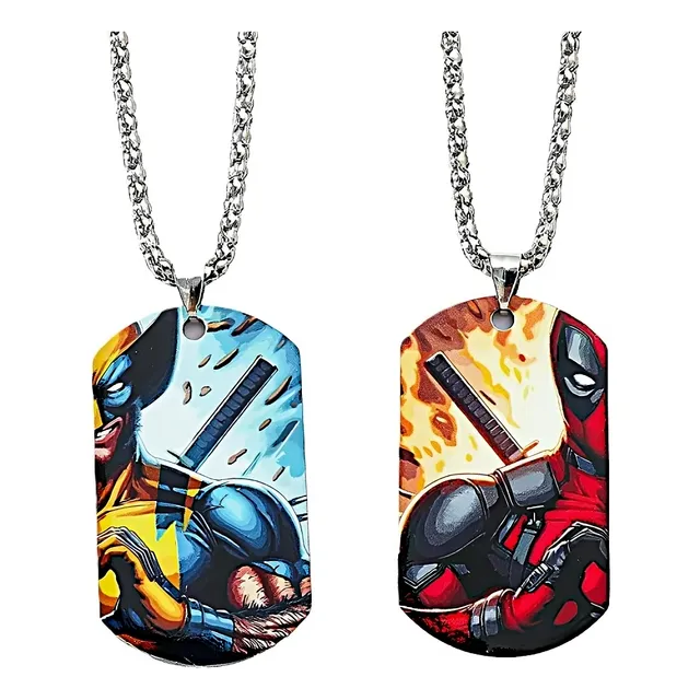 Collar Deadpool Wolverine Parejas Amigos Amor Novios Placa
