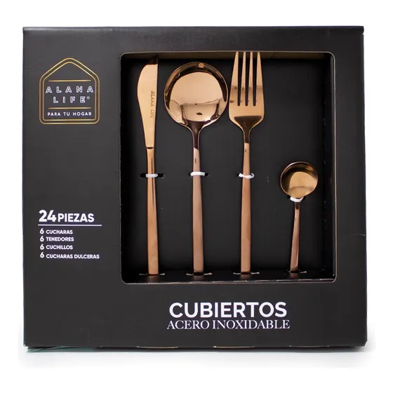 Set De Cubiertos Estambul X 24 Color Oro Rosa