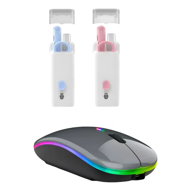 Mouse Slim Óptico Recargable Inalámbrico Rgb 2.4ghz + Kit Pc