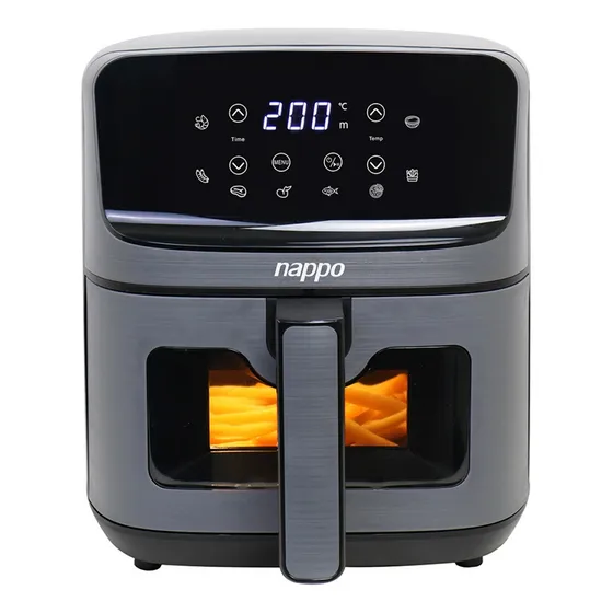 Freidora Sin Aceite Nappo Digital 1500w 4.5l Táctil Visor Color Gris