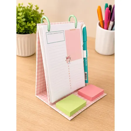 Planner De Mesa Organizador Diário Com Caneta E Post-it