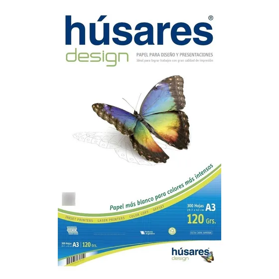 Resma Husares Design A3 120 Gramos X 300 Hojas Husares 7915 Color Blanco