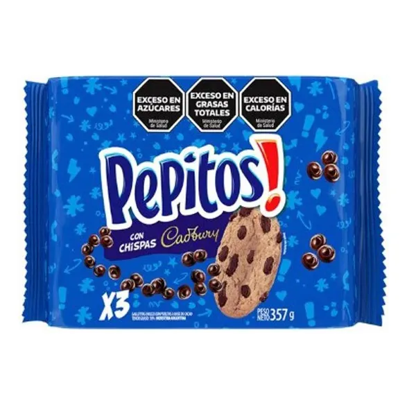 Galletita Dulce Pepitos Chips Chocolate Cadbury Tripack 357g