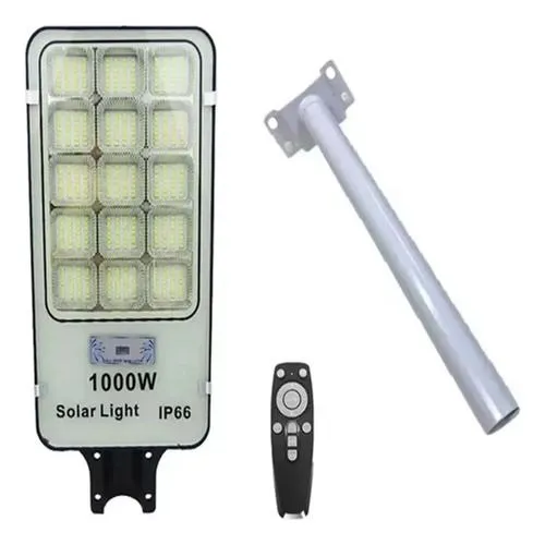 Foco Solar De Poste 1000 Watt Luz Fija Más Soporte Negro