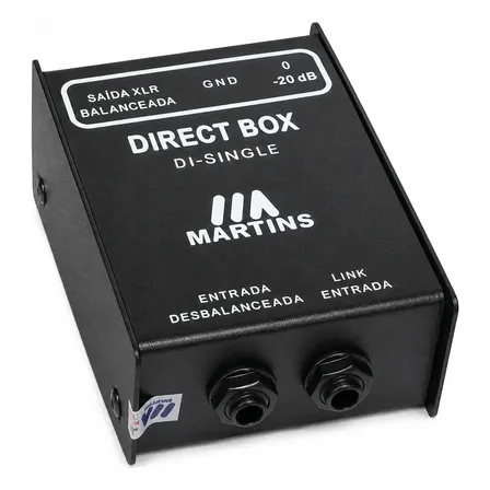 Direct Box Mono Passivo Martins DI-S Canal Único Chave Ground Lift Atuação Profissional