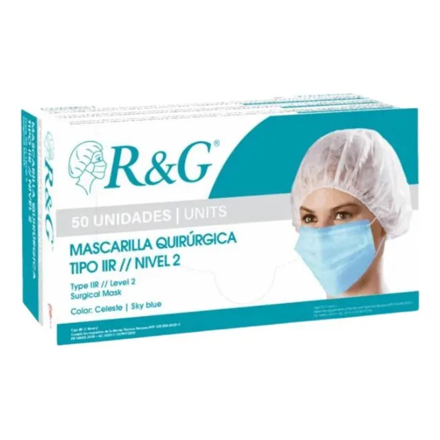 Mascarilla Quirurgica Protección Importada R&g Celeste 50 U