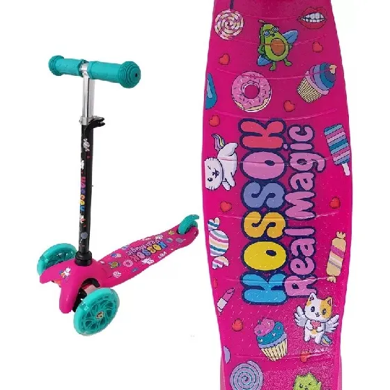 Monopatín Kossok Fun Candy, Unicornio Y Zombie Rueda C/ Led Color Fucsia