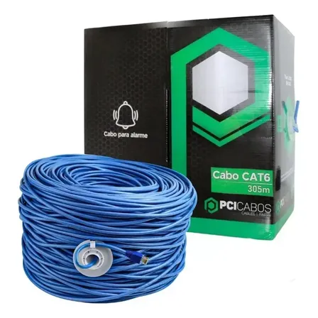 Cabo De Rede Cat6 24awg Cx 305m Utp Caixa 305 M Metros Azul
