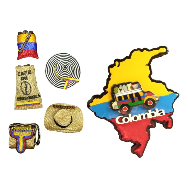 Set X6 Imán Típico Souvenir Colombia Café Carriel Sombrero