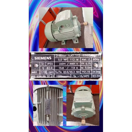 Motor Trifásico Siemens 5hp 1730rpm 220/240 Perfecto Estado
