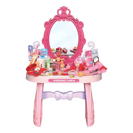 Penteadeira Infantil Com Espelho Princesa 46 Pçs Maxi Toys Rosa-chiclete