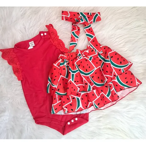 Set Body/falda Patilla C/bandana Niña Talla 12-18m