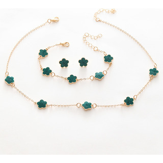 Conjunto De Joyas De Trébol Para Mujer, Collar, Pulsera Y Pe Conjunto De Joyas De Trébol Para Mujer, Collar, Pulsera Y Pe