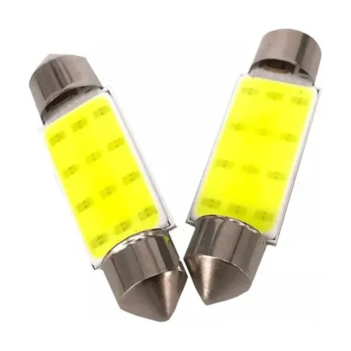Tubular 41mm Ultra Led Cob Plano Blanco 12v Blister X2 Unid.