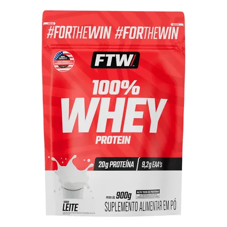 Whey Protein 100% Concentrado Refil 900g Sabor Leite - Ftw