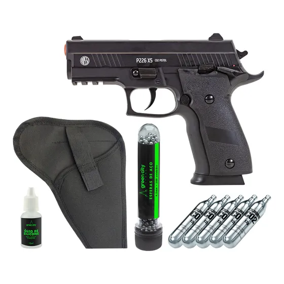 Airgun P226 X5 Blowback Semiautomático + Coldre + Recarga